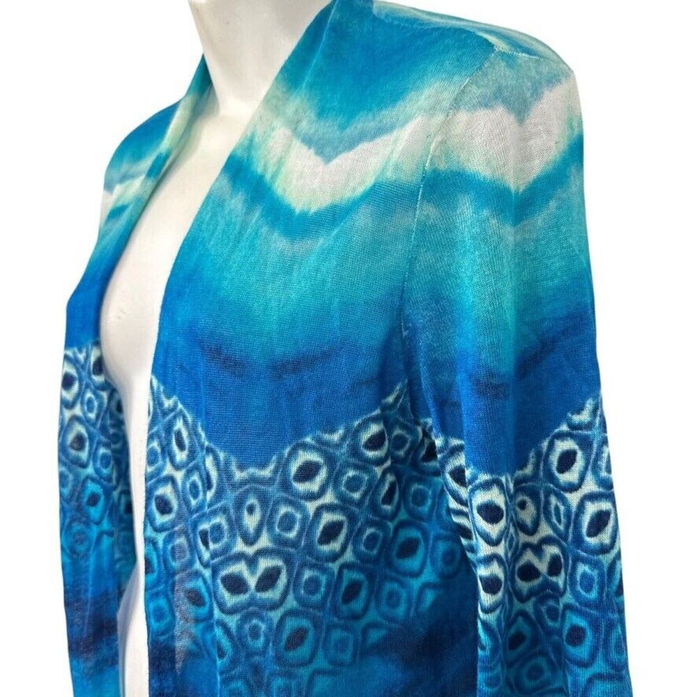 Chicos Womens Blue Longline Lightweight Open Cardigan Sweater Rayon Blend 0 / S - Picture 10 of 11